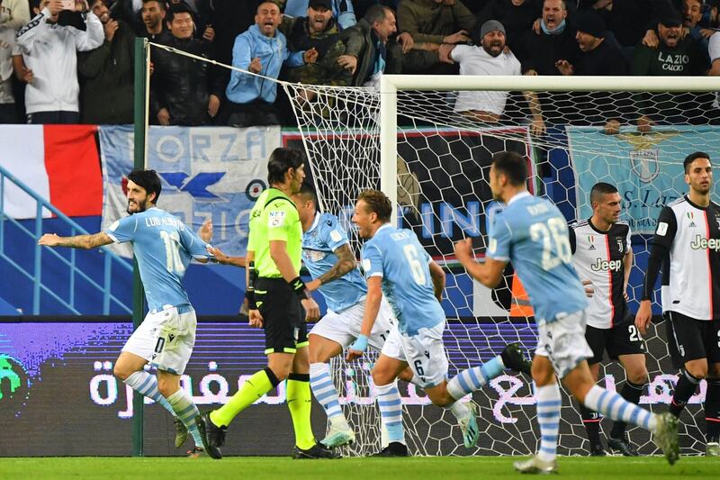 Lazio's Spanish midfielder Luis Alberto celebrates after scoring. AFP