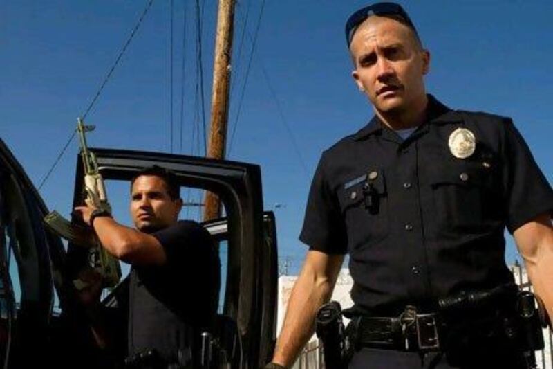 Michael Pena (left) and Jake Gyllenhaal play LAPD officers in this hard-hitting thriller.