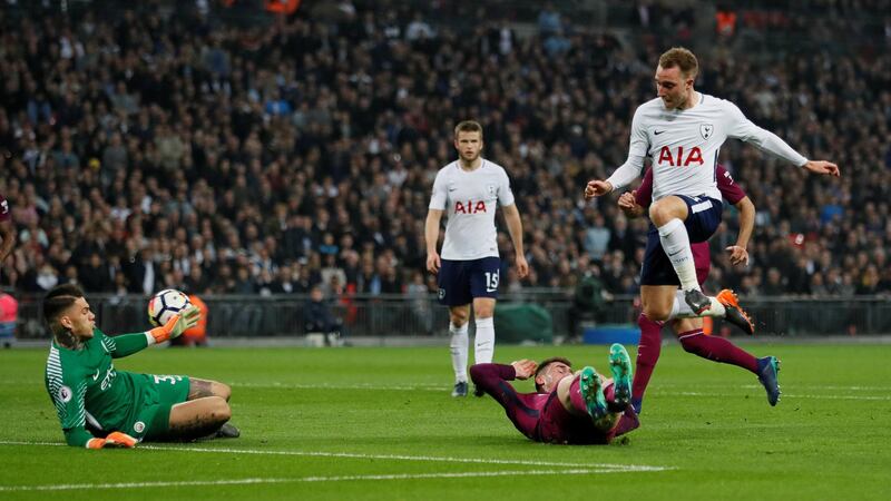 Tottenham's Christian Eriksen scores to make it 2-1.  David Klein / Reuters