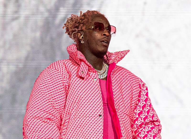 Young Thug said that a concierge in Chicago let an unknown person take his Louis Vuitton bag holding jewelry, money and about 200 unreleased songs while he was away. Invision / AP 