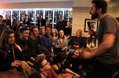 David Lewis at the Savoy Tup, Covent Garden, March 2017, at a Weapons of Mass Hilarity Show. Noor Lozi