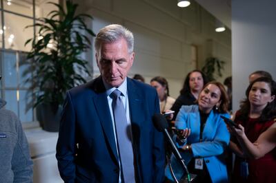 US Speaker of the House Kevin McCarthy briefs reporters after a closed-door Republican Conference meeting in Washington last week. AP Photo