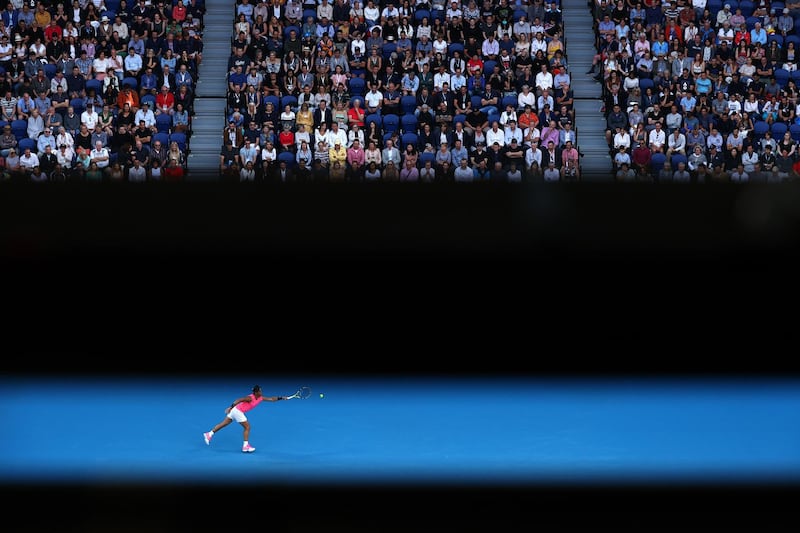 Spanish tennis player Rafael Nadal during his fourth-round match against Nick Kyrgios of Australia at the Australian Open at Melbourne Park on January 27. Getty