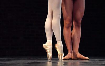 Ballet dancer Seong Woo Ryu and Mokrin Choi from South Korea performs in the Classical Seniors (18-21) division during the 9th Annual Valentina Kozlova International Ballet Competition at the Symphony Space in New York on March 19, 2019. The 9th annual competition features  dancers from around the world competing for monetary prizes, scholarships and company contracts. It runs from March 19/22 with awards March 23, 2019. / AFP / TIMOTHY A. CLARY
