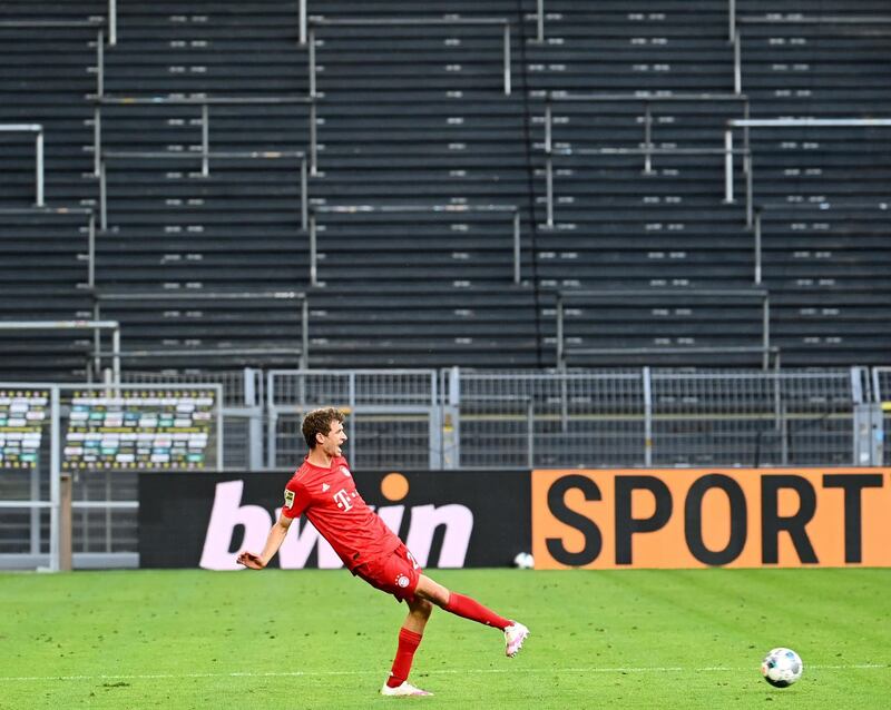 Bayern Munich's German forward Thomas Muller plays the ball. AFP