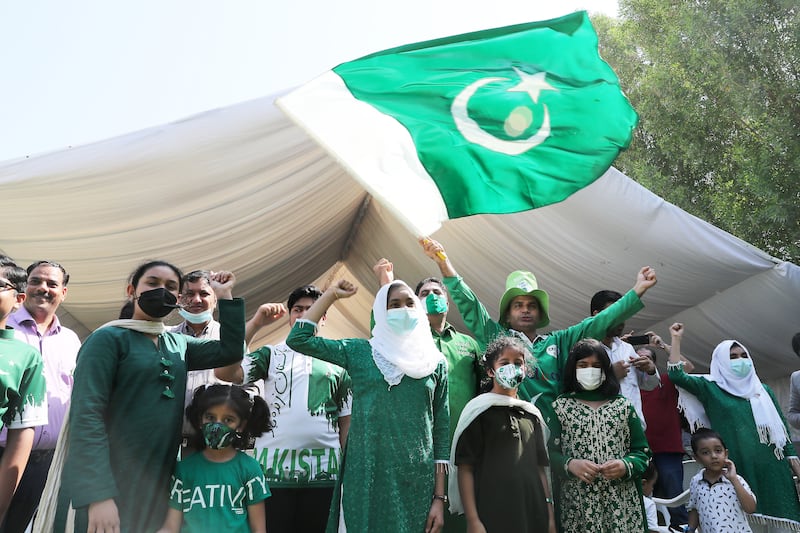 Pakistanis celebrate their country's Independence Day during an event at the consulate in Dubai.