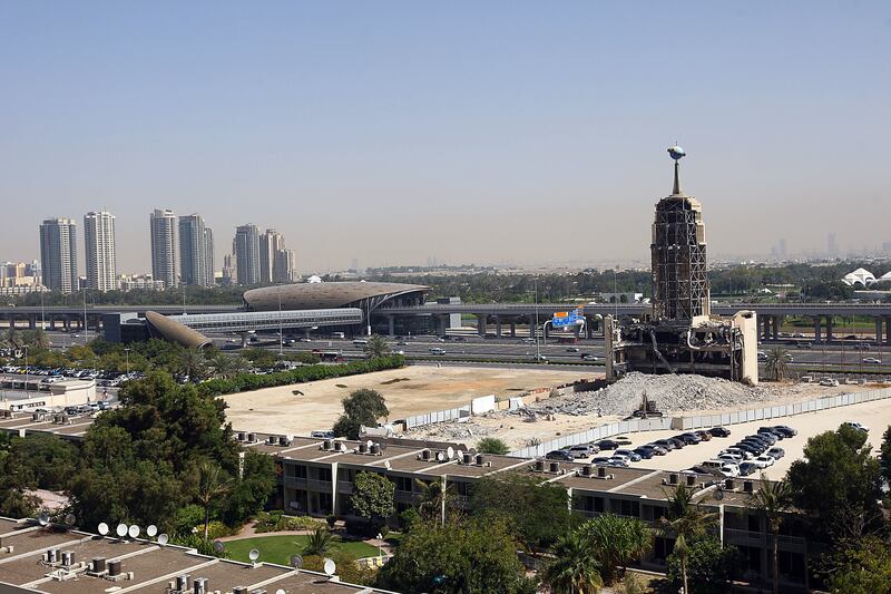 Dubai, United Arab Emirates-March, 05, 2013;  Demolition work has begun to level the expats hotspot  Hard Rock Cafe in Dubai .  (  Satish Kumar / The National ) For News