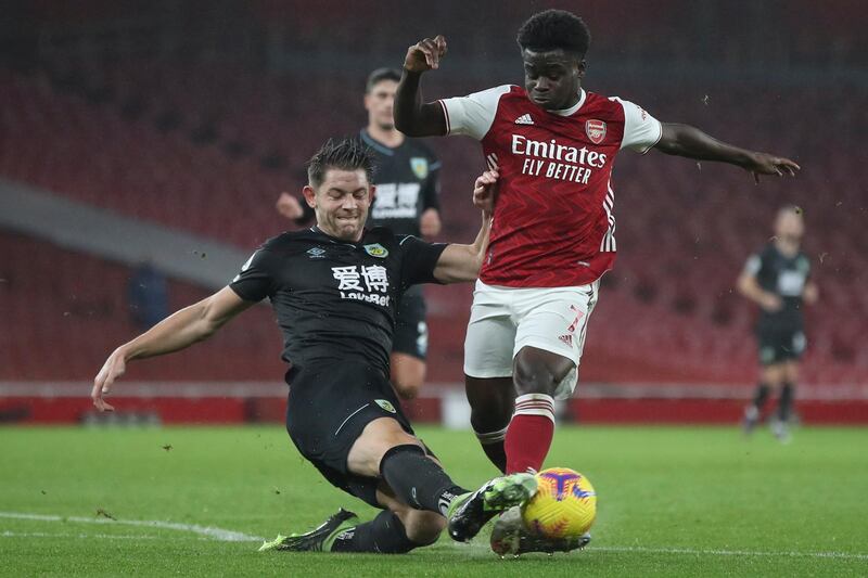 Bukayo Saka, 6 -- Made some good bursts from midfield and played a part in some neat combination play with left-flank colleague Tierney. The second Arsenal player to sting the palms of Pope with a close-range effort early in the second half during a decent spell for the Gunners. EPA