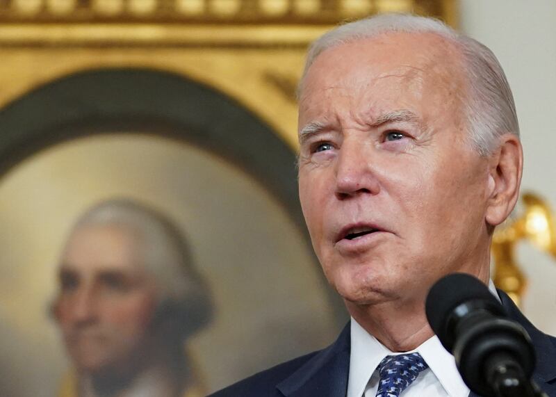 President Joe Biden delivers remarks at the White House on Thursday. Reuters