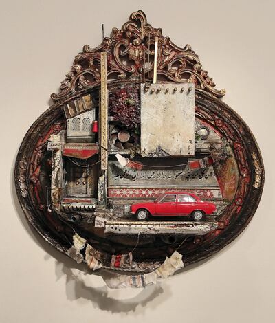 SHARJAH, UNITED ARAB EMIRATES, Dec 18 – 2019 :- Miniature art work titled “Journeys from An Absent Present to A Lost Past”  by Mohamad Hafez on display at the Sharjah Art Museum in Sharjah. He made miniature models of Syria’s ruined buildings from his childhood memories in his country of origin, Syria. (Pawan Singh / The National)  For Arts & Culture/Online/Instagram. Story by Alexandra Chaves
