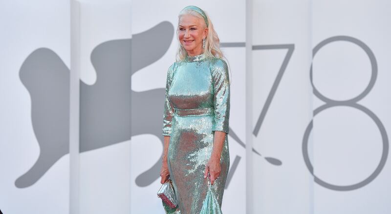 Helen Mirren, wearing Dolce & Gabanna, attends the red carpet for 'Madres Paralelas' during the 78th Venice International Film Festival on September 1, 2021. EPA