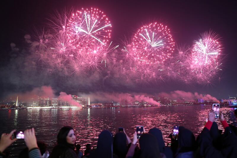 The fireworks lit up Yas Bay. Pawan Singh / The National