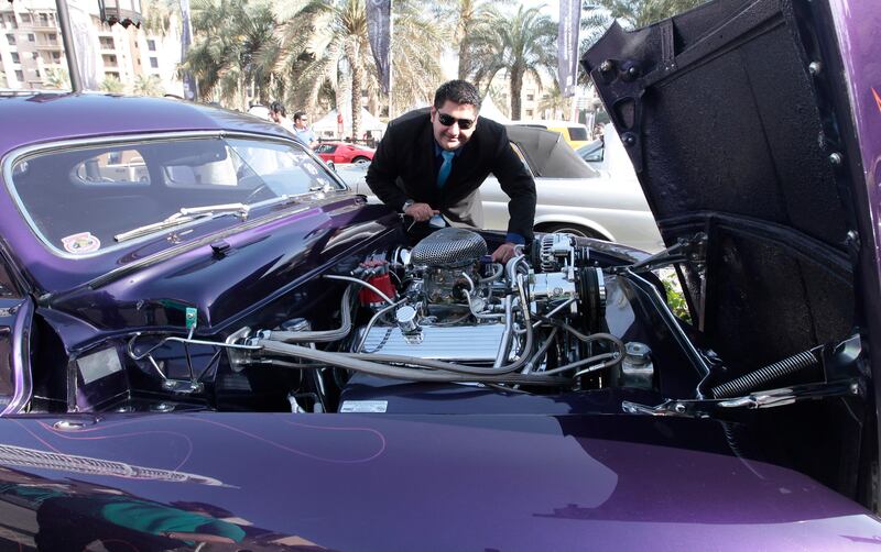 Dubai, United Arab Emirates - March 9, 2013.  Shabab Zadeh from Iran with his 1954 Mercury  which eventually won The Best Show in Peoples Choice Car category, at the 5th Emirates Classic Car Festival.  ( Jeffrey E Biteng / The National )