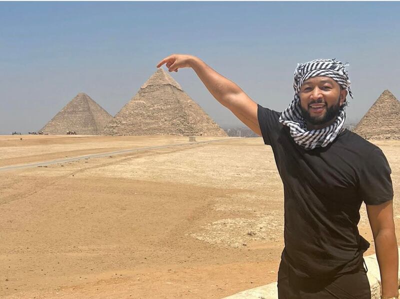 John Legend and his family checked out the Pyramids of Giza during a recent concert stop in the country. Photo: Instagram / @johnlegend