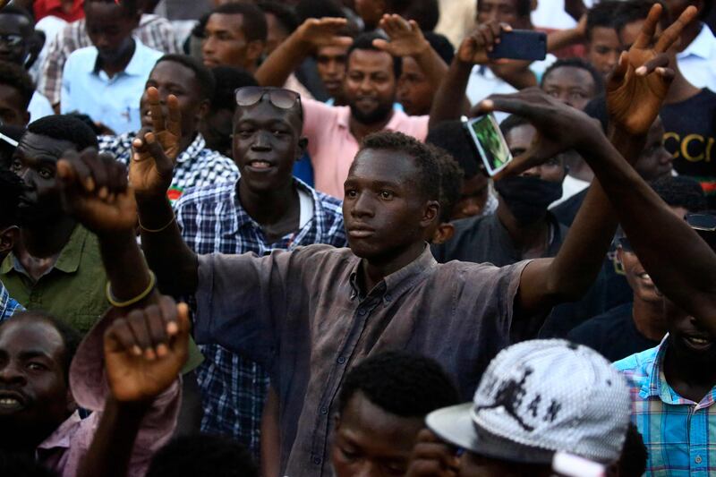 Sudanese protesters in the capital Khartoum demanding the dissolution of the transitional government. AFP