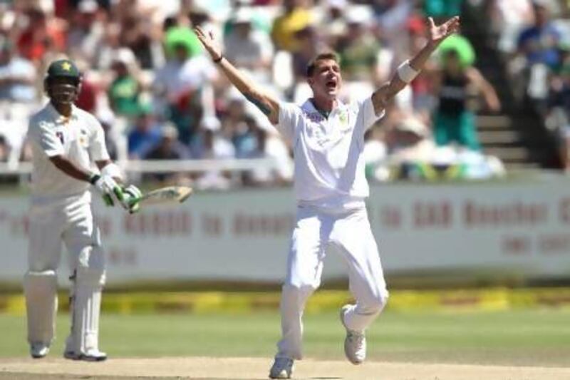 Dale Steyn took two wickets to peg back Pakistan yesterday. Shaun Roy / Getty Images