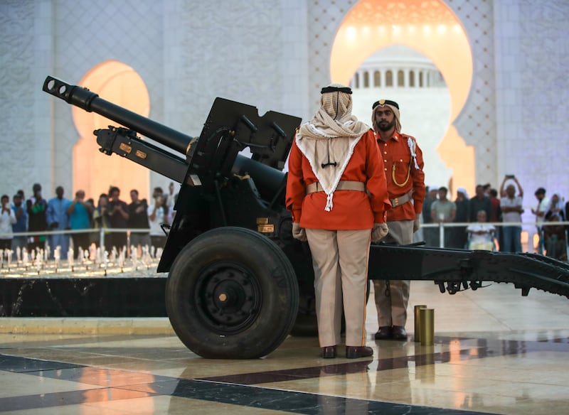A Ramadan cannon at Sheikh Zayed Grand Mosque in Abu Dhabi