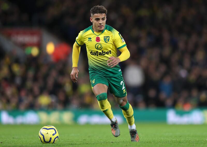 NORWICH, ENGLAND - NOVEMBER 08:  Max Aarons of Norwich City in action during the Premier League match between Norwich City and Watford FC at Carrow Road on November 08, 2019 in Norwich, United Kingdom. (Photo by Naomi Baker/Getty Images)