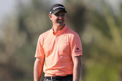 England's Justin Rose reacts on the 14th hole during the second round of the Abu Dhabi Championship golf tournament in Abu Dhabi, United Arab Emirates, Friday, Jan. 19, 2018. (AP Photo/Kamran Jebreili)