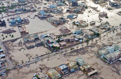 An aerial view of the aftermath of tropical Cyclone Shaheen in al-Khaburah city of Oman's Al Batinah region. AFP