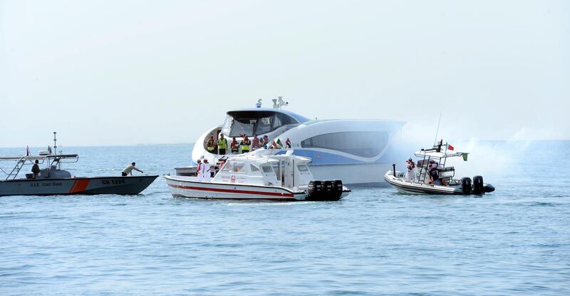 Dubai's RTA carried out a drill simulating a collision between Dubai Ferry and a boat near Rashid Port. Courtesy RTA