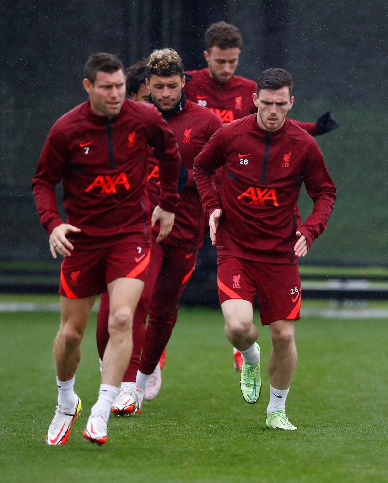 Left to right: James Milner, Alex Oxlade-Chamberlain and Andrew Robertson. Reuters