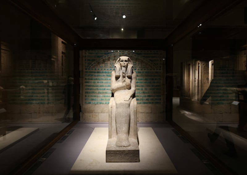 A statue representing King Djoser, the ruler of the Third Dynasty on display