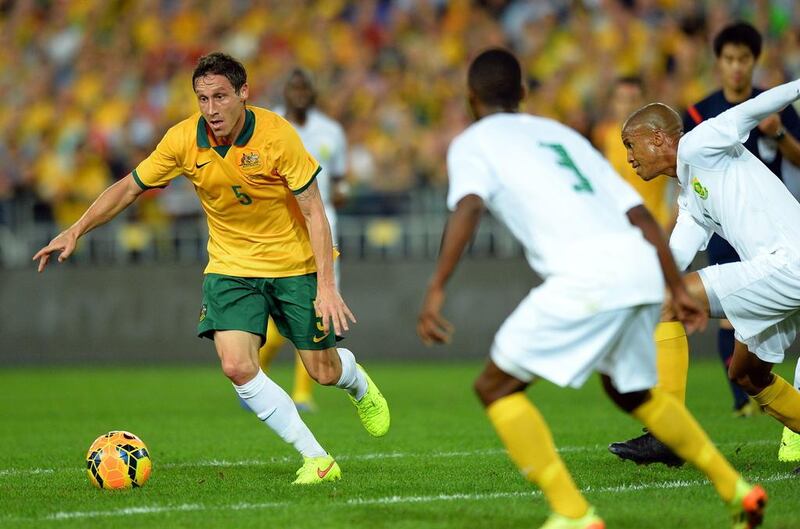 New Baniyas signing and Australia international Mark Milligan shown during a match against South Africa in Sydney last year. Saeed Khan / AFP / May 26, 2014