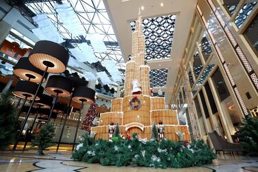 A hotel in Dubai has built a nearly 5-metre-tall gingerbread Burj Khalifa display. Chris Whiteoak / The National