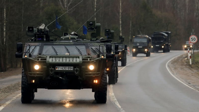 German military vehicles in Lithuania, where troops have been sent to shore up Nato's defences. Germany's postwar military has endured years of underfunding and logistical problems. Photo: AFP