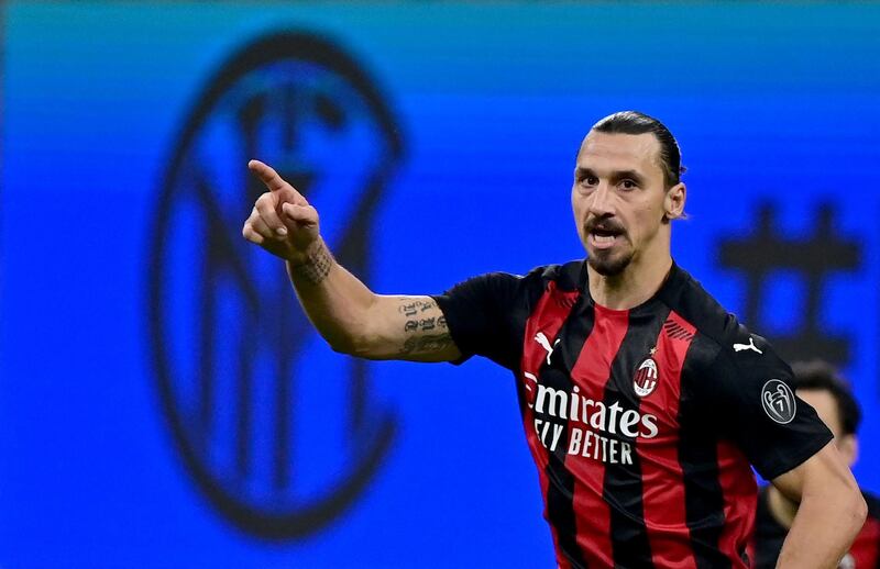 AC Milan forward Zlatan Ibrahimovic during the win. AFP