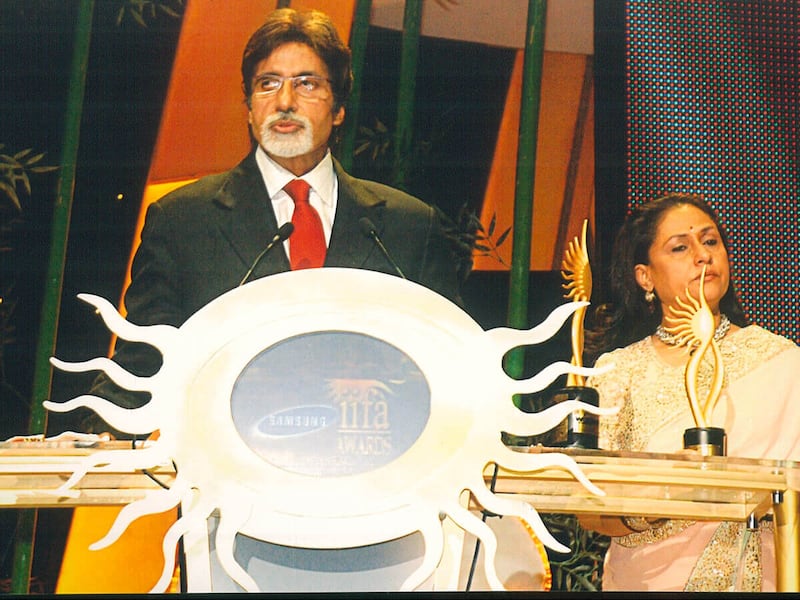 Singapore hosted the 2004 IIFA Awards, with actors Rahul Khanna and Celina Jaitly as hosts. Pictured: Amitabh Bachchan, the brand ambassador for the event, was one of the presenters, while his wife Jaya's film Kal Ho Na Ho swept the awards that year. 