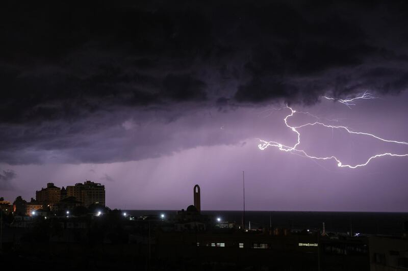 Lightning lights up the sky over Gaza during a storm. EPA