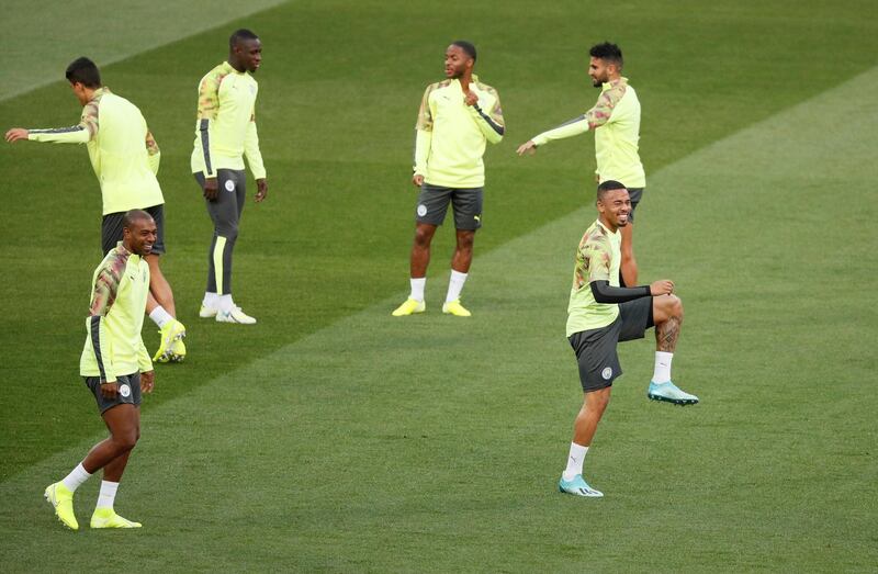 Manchester City training in the Ukraine. Reuters