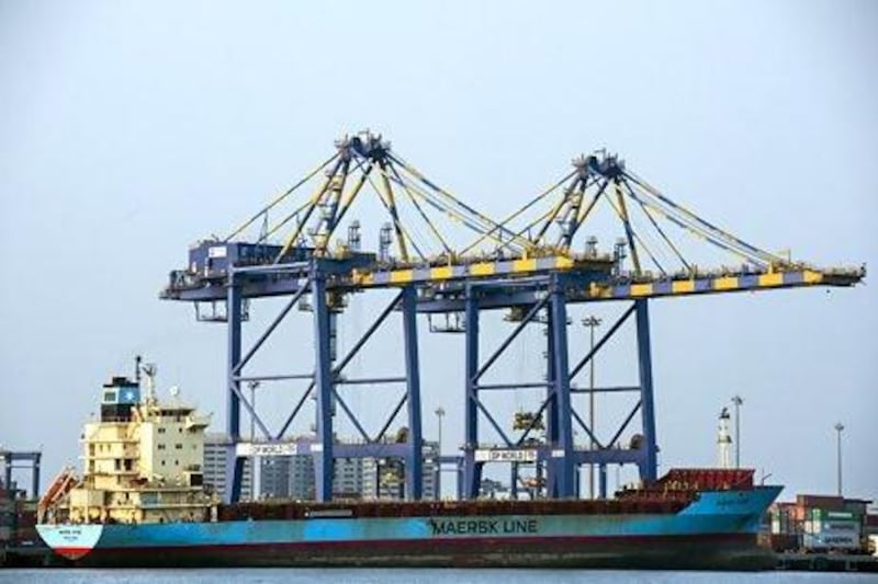 The Vallarpadam Container Terminal owned and operated by DP World in Kochi, Kerala. Container volumes in India were down in the first half. Simon de Trey-White for The National