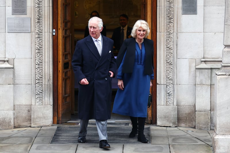 King Charles and Queen Camilla leaving The London Clinic in January. The King had been receiving treatment for an enlarged prostate.