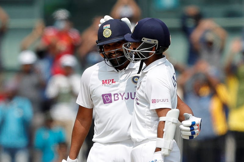 Rohit Sharma of India celebrates after scoring a hundred during day one of the second PayTM test match between India and England held at the Chidambaram Stadium stadium in Chennai, Tamil Nadu, India on the 13th February 2021

Photo by Saikat Das/ Sportzpics for BCCI