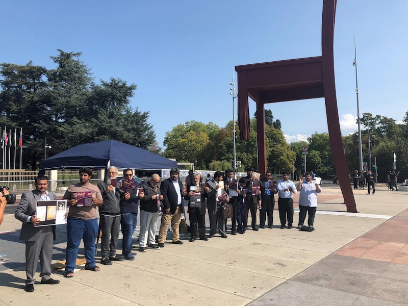 A delegation from Al Ghufran Tribe, one of the biggest tribes in Qatar, staged a protest on in front of the United Nations in Geneva in September. WAM