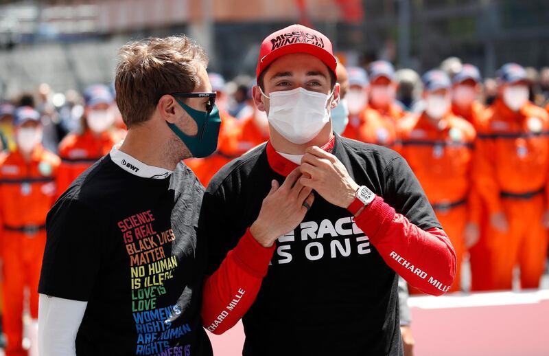 Ferrari driver Charles Leclerc was forced to withdraw due to a mechanical issue. AP