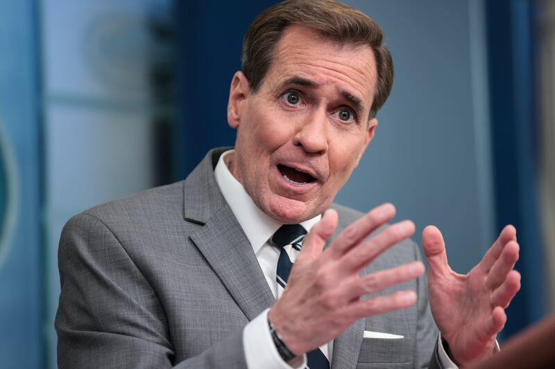 National Security Council spokesman John Kirby speaks during a briefing at the White House. EPA