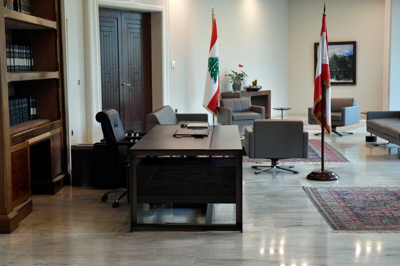 The office of former Lebanese president Michel Aoun. The country has been without a head of state since late 2022. EPA