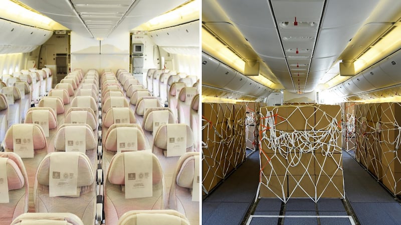 The seats were removed due to strong demand for cargo space during the pandemic. Courtesy Emirates