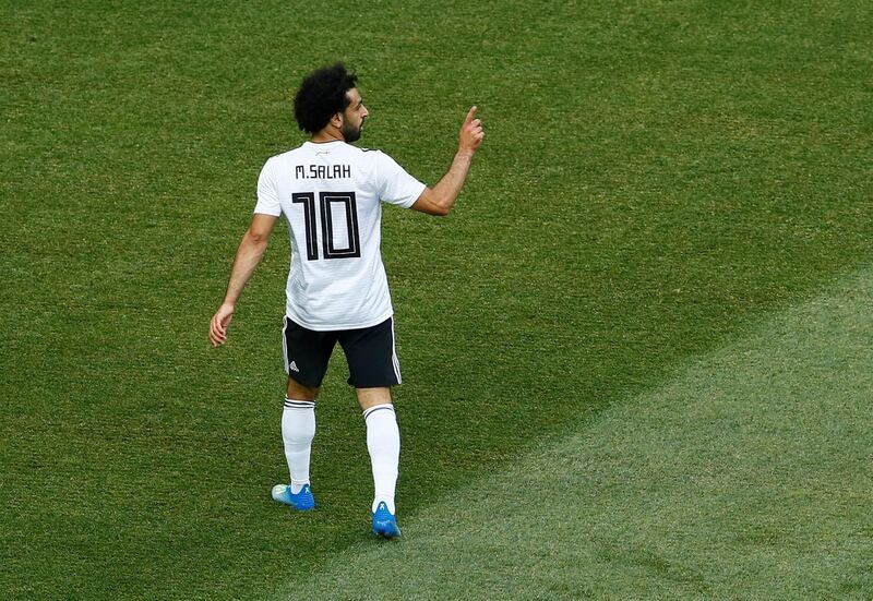 Egypt's Mohamed Salah gestures during the match against Saudi Arabia. Reuters