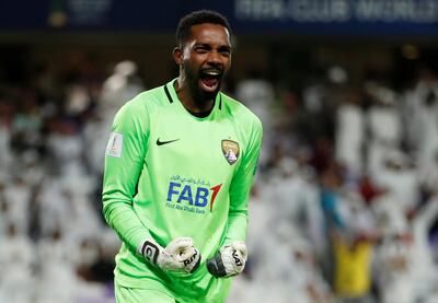 Soccer Football - Club World Cup - Al-Ain v Team Wellington - Hazza bin Zayed Stadium, Al Ain, United Arab Emirates - December 12, 2018  Al-Ain's Khalid Eisa celebrates during the penalty shootout  REUTERS/Andrew Boyers