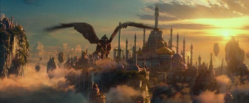 Ben Schnetzer rides a gryphon across the skies of Azeroth in Warcraft. Courtesy Legendary Pictures, Universal Pictures and ILM; AP