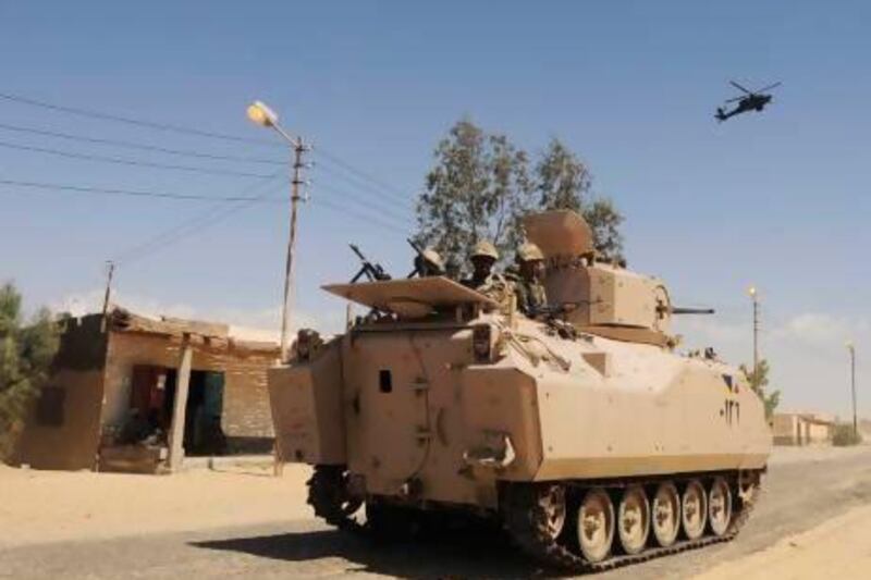 The Egyptian army said it killed nine militants and arrested nine more in an operation in Sinai on Saturday. AP Photo
