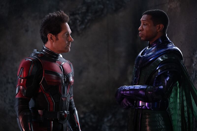 Paul Rudd as Ant-Man and Jonathan Majors as Kang the Conqueror in Marvel's Ant-Man and the Wasp: Quantumania. Photo: Disney