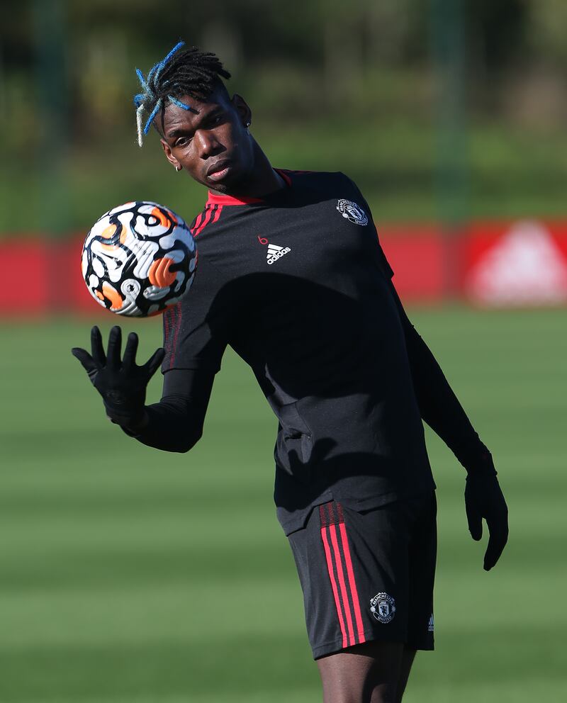 Paul Pogba during training at Carrington training ground.