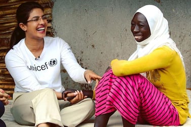Priyanka Chopra, pictured with student Hasina, has visited Ethiopia as part of her role as a UN Goodwill Ambassador. Instagram / Priyanka Chopra