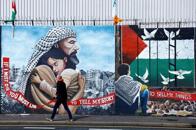 Pro-Palestinian murals on the International Wall in support of Gaza. Photo: Reuters 